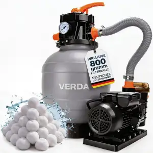Verda Sandfilteranlage Pumpe 10000 l/h 800g inkl. Filterbällen 10m Förderhöhe 40