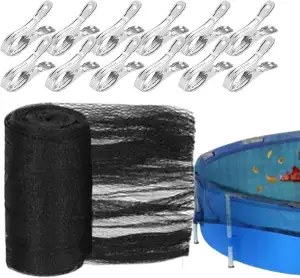Poolabdeckung – PE-Schutznetz rund mit UV-Abdeckung, 12 Fixierungsclips | Schutz