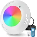 Aufputz LED Poolbeleuchtung, 35W Ultraflach Unterwasserscheinwerfer RGB Dimmbar Farbwechsel, 1400lm, Ø275mm, 2/4/6H Timer, Harz Gefüllt IP68 Wasserdichte Poollampe mit Fernbedienung, 12V AC