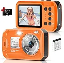 Unterwasserkamera 4K 16FT wasserdichte Kamera mit 32GB Karte 64MP Autofokus Dual