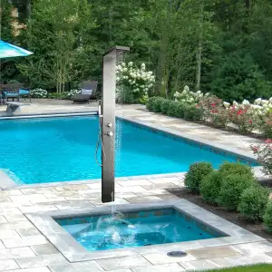 Elbe® Gartendusche ohne WPC-Bodenplatte, aus gebürsteten Edelstahl 304, mit Einh