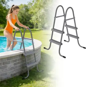 UISEBRT Poolleiter für Aufstellpools – 2 Stufen für Poolhöhen 80 cm,Robuster Eis