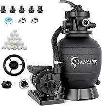 LANCHEZ Sandfilteranlage 11.500 L/h, 7-Wege-Ventil, 24h Zeitschaltuhr, 200g Filterbälle, Sandfilt...