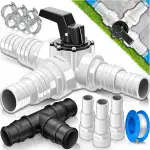KESSER® Bypass Set Pool 12-teilig | 3-Wege Ventil Anschluss & ABS-Adapter Ø32 & Ø 38mm | mit 6x Edelstahl-Schlauchschellen & 8m Teflon-Dichtband | Ideal für Sandfilteranlage, Wärmepumpe & Solarheizung
