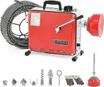 ZELCAN Elektrische Rohrreinigungsmaschine mit 16mm 20M + Ø10mm 5M Spiralen Kanalreinigungsmaschin...