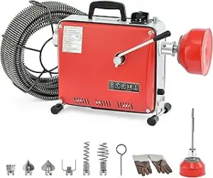 ZELCAN Elektrische Rohrreinigungsmaschine mit 16mm 20M + Ø10mm 5M Spiralen Kanalreinigungsmaschin...