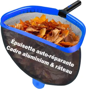 Pool Kescher, Professioneller Teichkescher & Poolskimmer mit Aluminiumrahmen, Reparierbares Feinmaschiges Tiefes Netz für Blätter/Insekten, Ideal für Pool & Teich (Stab Nicht Inklusive)