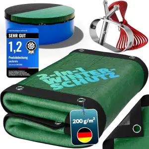 poolomio® Pool Winterabdeckung rund für Pools Ø 360/366–390 cm | 2in1 Solarplane & Poolabdeckung | Robuste 200g/m² PE Poolplane Abdeckplane | UV-beständig, Algen- & | Planenmaß: Ø 420 cm