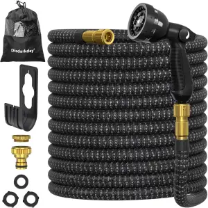 Gartenschlauch Flexibel 30M, Ausziehbare Garten Schlauch Wasserschlauch mit 10 Funktionsdüse Brause, Garden Hose Leichter Flex Schlauch mit 3/4 und 1/2 Zoll 3 Lagigem Latexkern, Schwarz