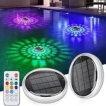 Poolbeleuchtung Unterwasser Solar, 2 Stück Schwimmende Poolbeleuchtung mit Fernbedienung, 12 Farb...