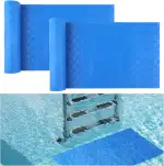2 Rollen Poolunterlage,90x23CM Schützende Poolmatten für Poolleiter,Blau Schwimmleitermatte mit Rutschfester Textur, Pool Schutzmatte für Schritte,Treppen,Leitern