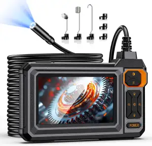 Endoskopkamera mit Licht, 4.3" Endoskop Kamera, 1080P HD Inspektionskamera mit 8 Einstellbaren LED Lichtern, Rohrkamera 5m Wasserdichtes Ip67 Halbstarrer, Kanal-Kamera für Automobilmotor