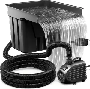 Biling Teich Wasserfall mit Teichfilter Komplettset, Pool Wasserfall mit 80W 4500L/H Teichpump, Wasserfälle Bachläufe Kit für Gartenteich Wasserspiel Terrasse