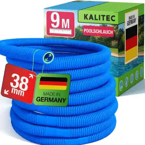 Kalitec Poolschlauch 38mm 9m blau – Poolschlauch flexibel & trennbar – Schlauch 