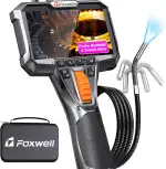 FOXWELL Y400 220° Drehbar Endoskopkamera mit Licht, 6,2mm Endoskopkamera Beweglicher Kopf, IP67 Wasserdicht Inspektionskamera Endoskop Kamera 1080P Rohrkamera Kanalkamera - 5,25 FT(1.6Meter)