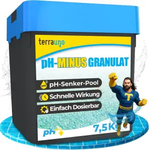 TerraUno pH minus Granulat für pH Wert Einstellung und Poolpflege, 7,5kg, pH Sen
