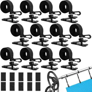 Pool Aufroller Aufrollvorrichtung - Haltebänder - 12-er Set Befestigungsbänder und Klammern-Zubehörteile für fahrbares Aufrollsystem - Fahrbar Solarfolie für Pool-Planen,Abdeckungen