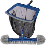 POOLAZA Pool Reinigungsset, feinmaschiges Pool Kescher Netz & Poolbürste mit runden Enden zum Reinigen, Pool Kescher stabilem Rahmen & 46cm Bürste integriertem Griff, passend für Standard Stange