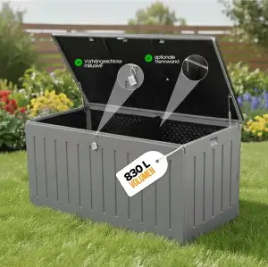 Olsen & Smith Aufbewahrungsbox XXL 830L Gartenbox Mit Deckel Groß, Auflagenbox W