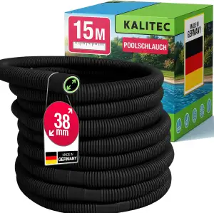 Kalitec Poolschlauch 38mm 15m schwarz – Poolschlauch flexibel & trennbar – Schla