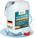 INOX® Pool Booster 25L – Hochwirksames Algizid für Pool | Flüssiger Algenvernichter mit Klareffekt | Desinfizierendes Pool Reinigungsmittel gegen Algen, Bakterien & Keime