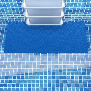 Poolleiter-Stufenmatte, blau, 22,9 x 61 cm/22,9 x 91,4 cm/91,4 x 91,4 cm, wasserdichte Poolmatte,...