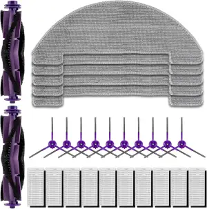 (27 Stück) MR1 SE Ersatzteile für den MONSGA MR1 SE Saugroboter, 2 Bürstenwalzen, 10 Seitenbürsten, 10 HEPA-Filter mit Schaumstofffiltern, 5 Wischpads, MR1 SE Zubehörset