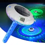 Solar Digital Pool Licht mit Dual LCD Bildschirmen, Leicht ablesbares Schwimmendes Poolthermometer mit 8 dynamischen Lichteffekten, IPX7 Wasserdicht Digital Thermometer