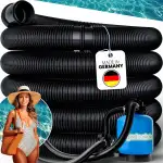 poolomio® Solarschlauch 38mm Durchmesser als Poolheizung I Poolschlauch für Solarheizungen, Solarmatten & Wärmepumpen I UV & Chlor-beständiger Schwimmbadschlauch aus Europa I Schwarz, Länge 12,4m