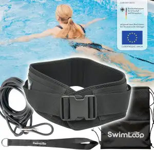 Premium Schwimmgurt Schwimmtrainer mit 2 x 2 Meter elastischen Gummibändern - Zu