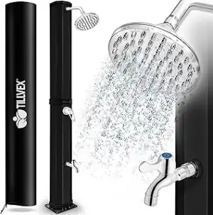 tillvex Solardusche 35 Liter inkl. Abdeckung | Solar Garten-dusche warmes Wasser