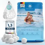 Birkental Pool Filterbälle mit Wäschenetz - langlebige Filterballs -Ersatz für Quarzsand, 25kg Filtersand- Filter Balls für Sandfilteranlage Poolzubehör Poolreiniger -auch Salzwasser geeignet (700g)