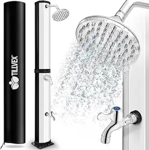 tillvex Solardusche 35 Liter inkl. Schutzhaube | Solar Garten-dusche warmes Wass