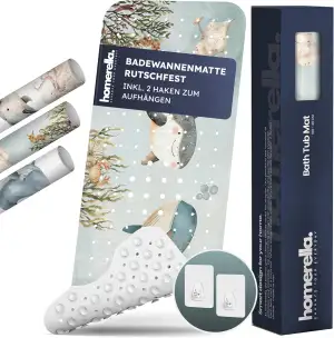 homerella® Kinder Badewannenmatte rutschfest 100x40cm, INKL. Haken, rutschfeste Badematte BPA frei, Duschmatte rutschfest, Antirutschmatte Badewanne Baby, Rutschmatte Badewanne, schimmelresistent