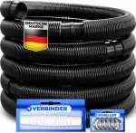 KESSER® Poolschlauch 10m / Ø 38mm | Schwimmbadschlauch mit Muffen | Solarschlauch für Pool | Saugschlauch | Pumpenschlauch | Flexibler Wasserschlauch inkl. Schlauchschellen & -verbindung | Schwarz